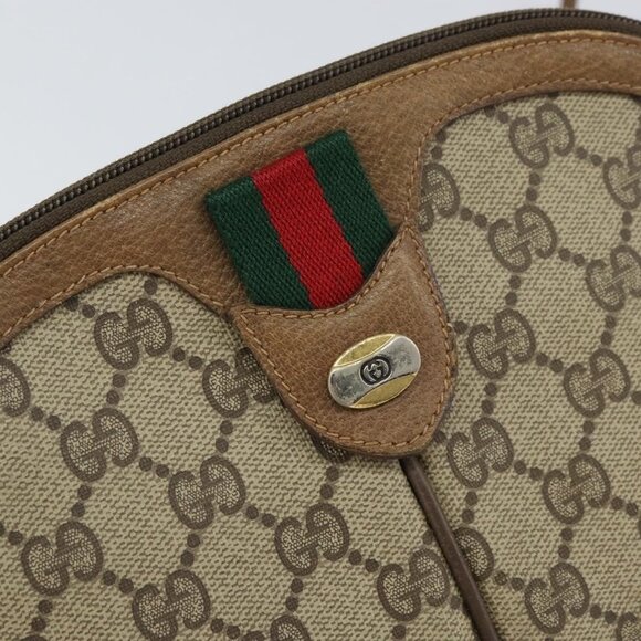 Authentic GUCCI GUCCI GG Supreme Web Sherry Line Bag PVC Beige Gold 98 02 04 - Picture 8 of 16